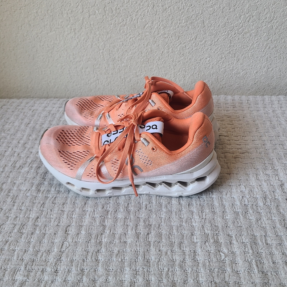 On Running Women's Athletic Shoes - Peach and White